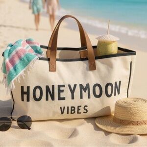 Santa Barbara Designs Honeymoon Vibes Canvas Bag with Leather straps